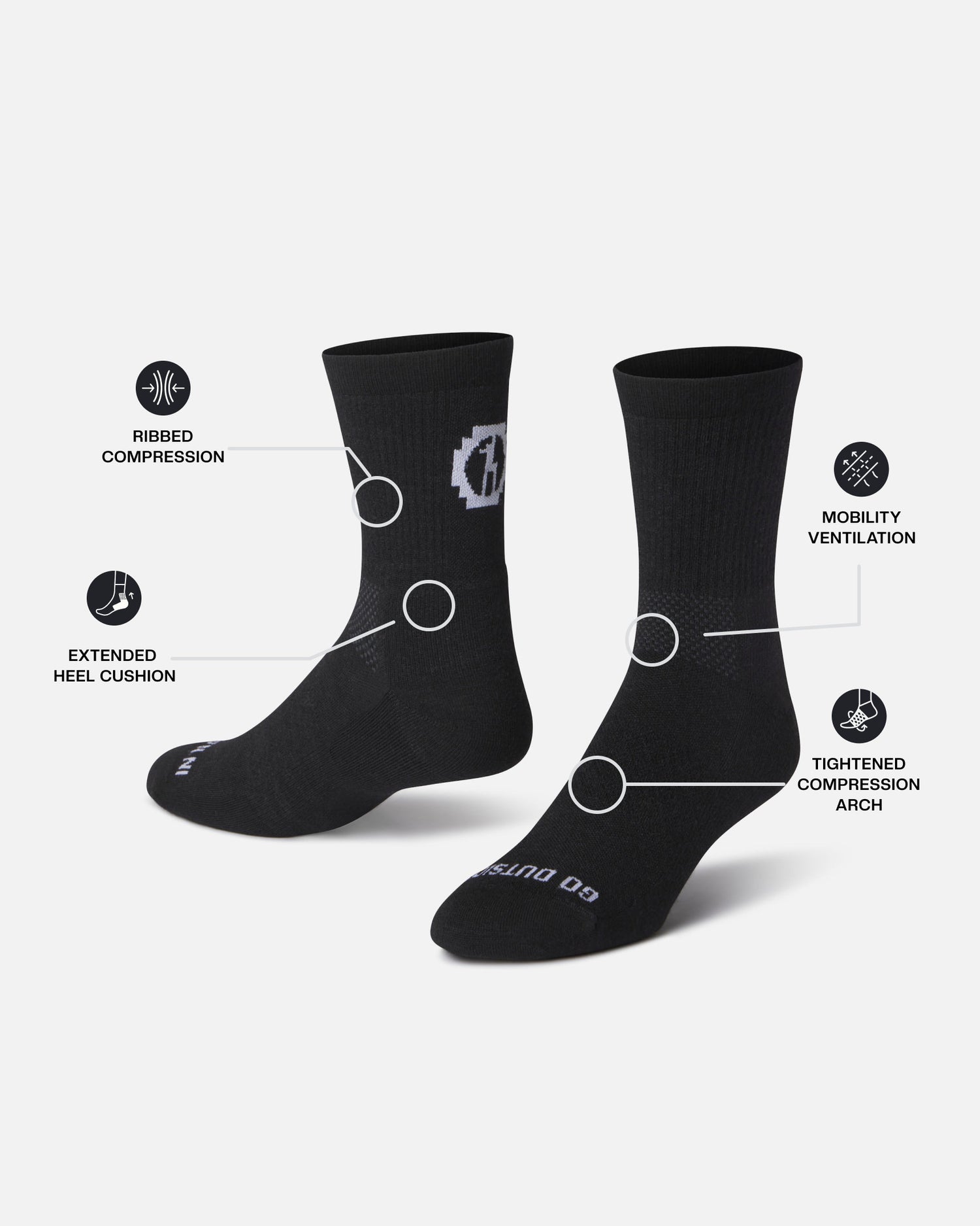 Women's Black Original Crew Non-Slip Socks - 3 pairs