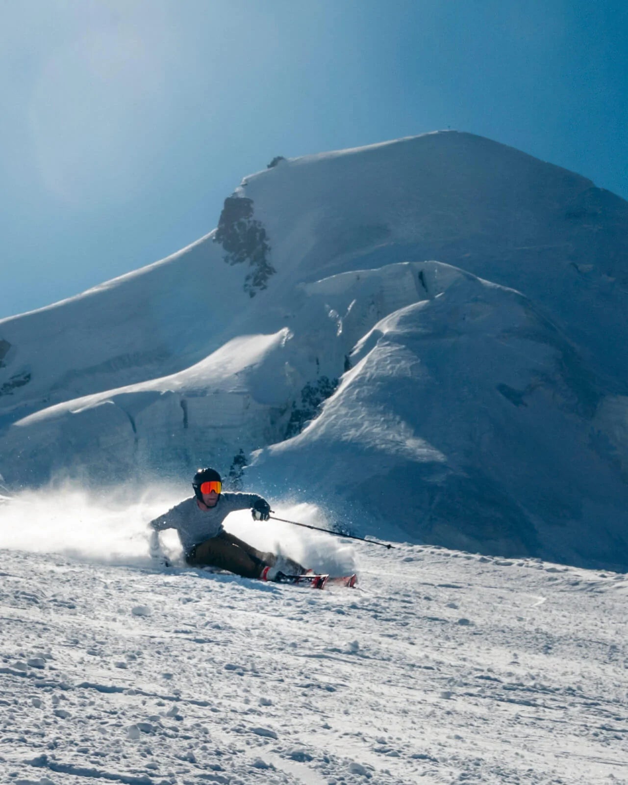 Skier Carving on Mountain Wearing Outdoor Alpaca Wool Sweater - PAKA Apparel