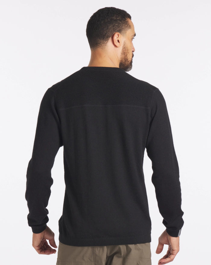 Male model wearing Black Ultralight Crewneck