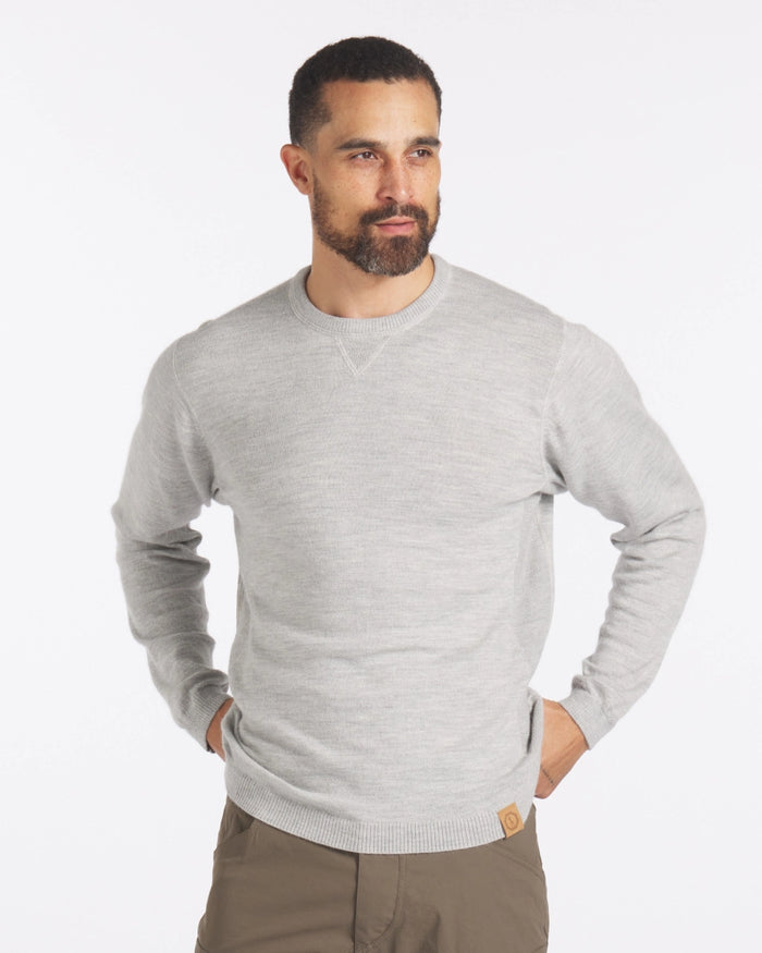 Male model wearing Light Grey Ultralight Crewneck