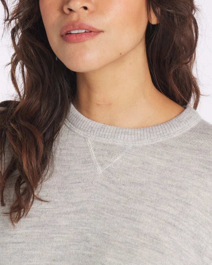 Female model wearing Light Grey Ultralight Crewneck