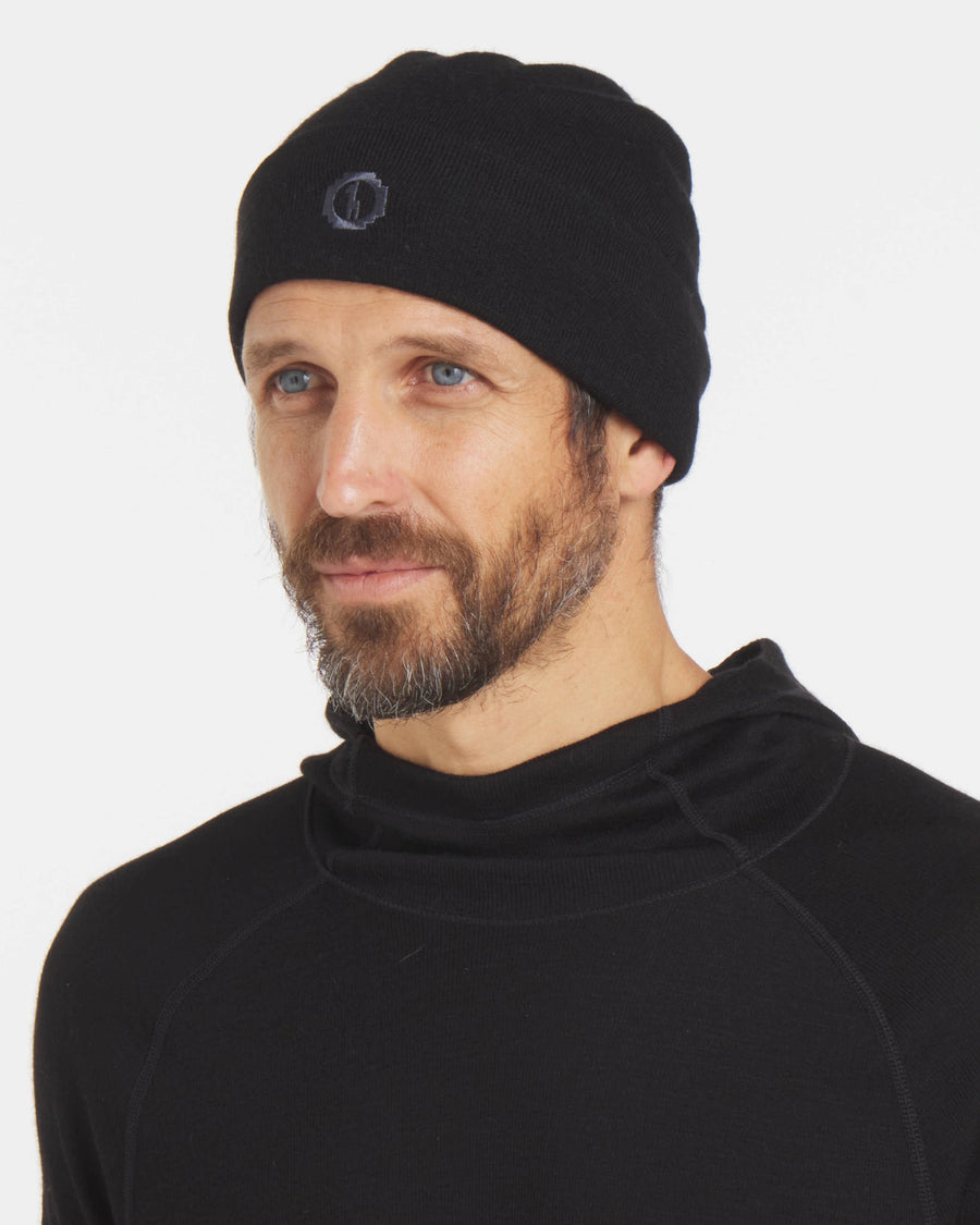 Man wearing cuffed beanie