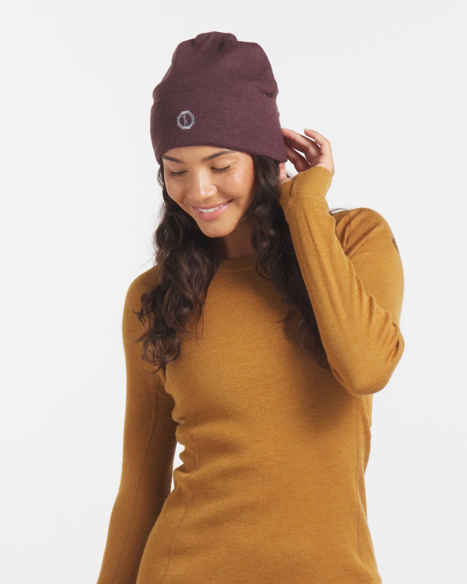 Woman Wearing Cuffed Beanie