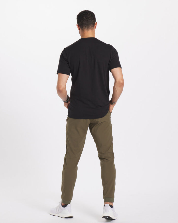 Man Facing Backward in Black / Luna Alpaca Wool T-Shirt - PAKA Apparel