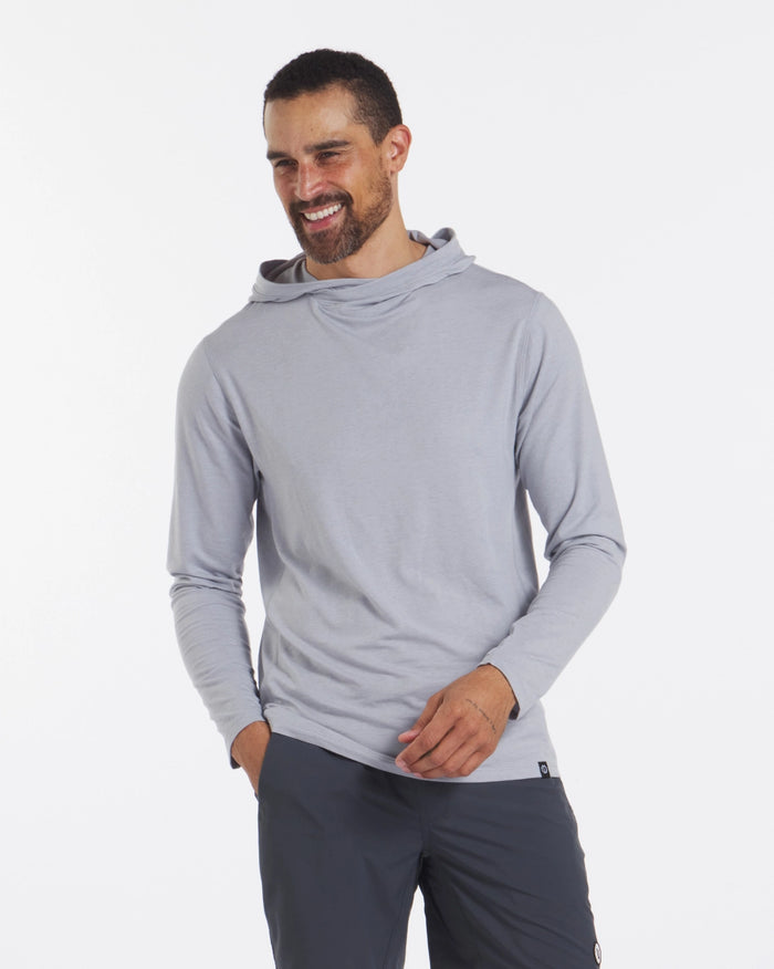 Man smiling wearing Men's Sol Hoodie