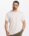 Man Wearing Cream / White Alpaca Blend T-Shirt for Outdoors and Casual - PAKA Apparel