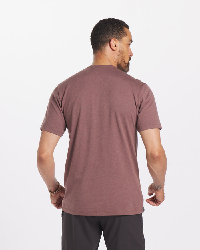 Man Facing Backward in Mauve Lightweight Alpaca Blend T-Shirt - PAKA Apparel