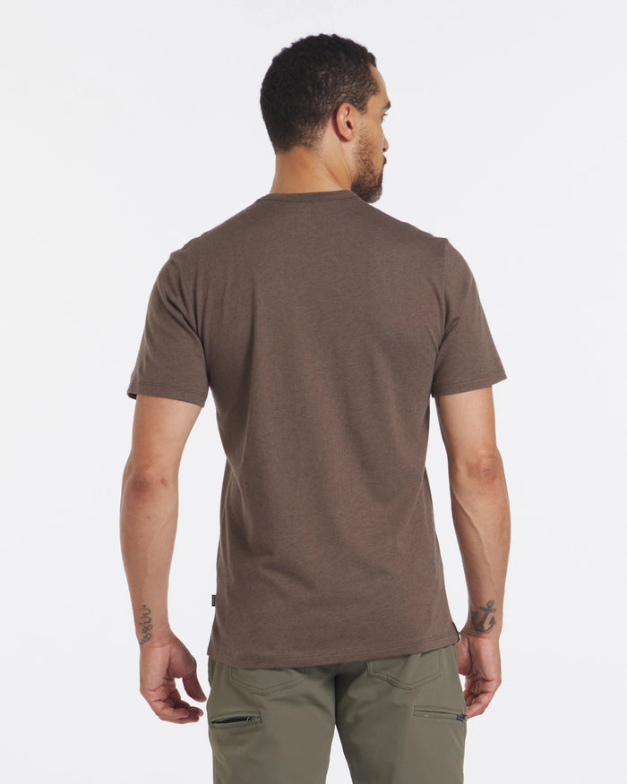 Man Facing Backward in Brown / Wood Alpaca Wool T-Shirt - PAKA Apparel