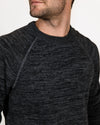 Close Up of Man Wearing Charcoal / Dark Grey Cozy Alpaca Wool Crewneck Sweater – PAKA The Original Crew