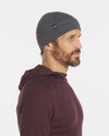 Man wearing waffle knit beanie