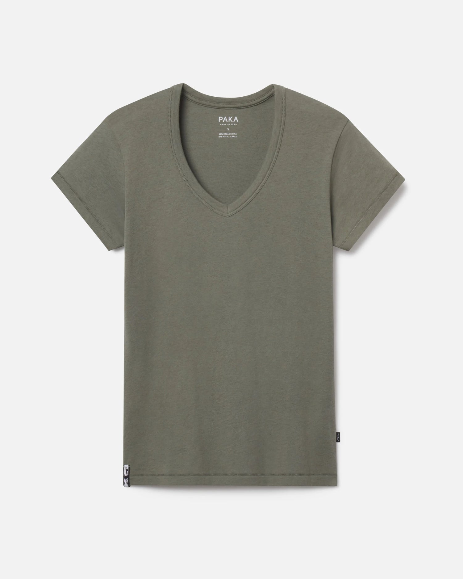 Forage Green Alpaca Wool Blend Women's V-Neck T-Shirt – PAKA Apparel