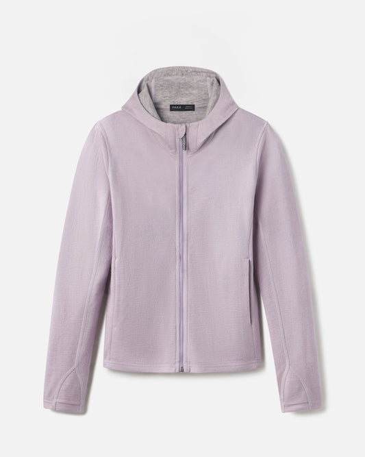 Lavender / Light Purple Women's Breathe Full-Zip Alpaca Hoodie for Hiking and Outdoors - PAKA Apparel