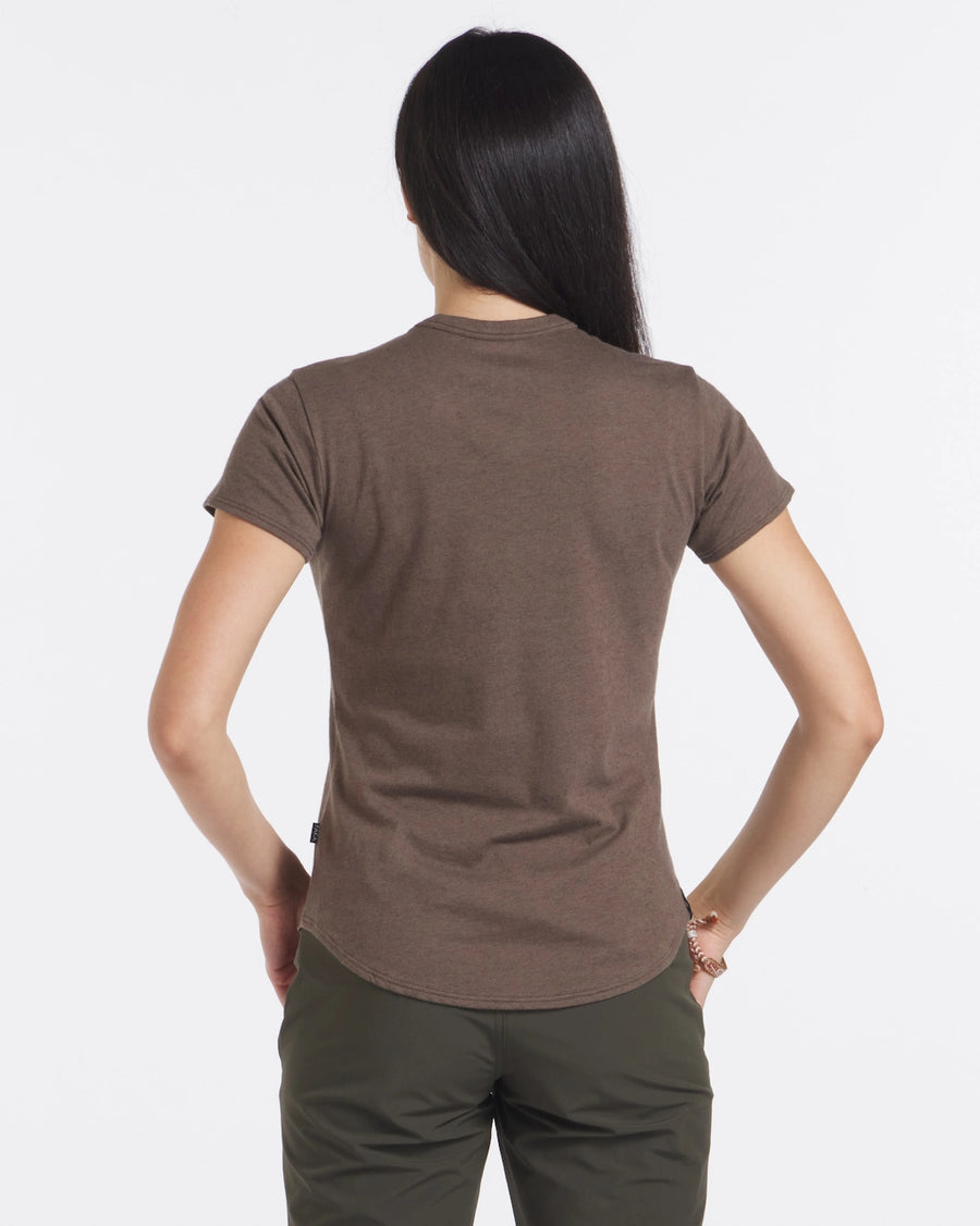 Female Model wearing Women's T-Shirt brown