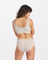 cream women's alpaca underwear on model 