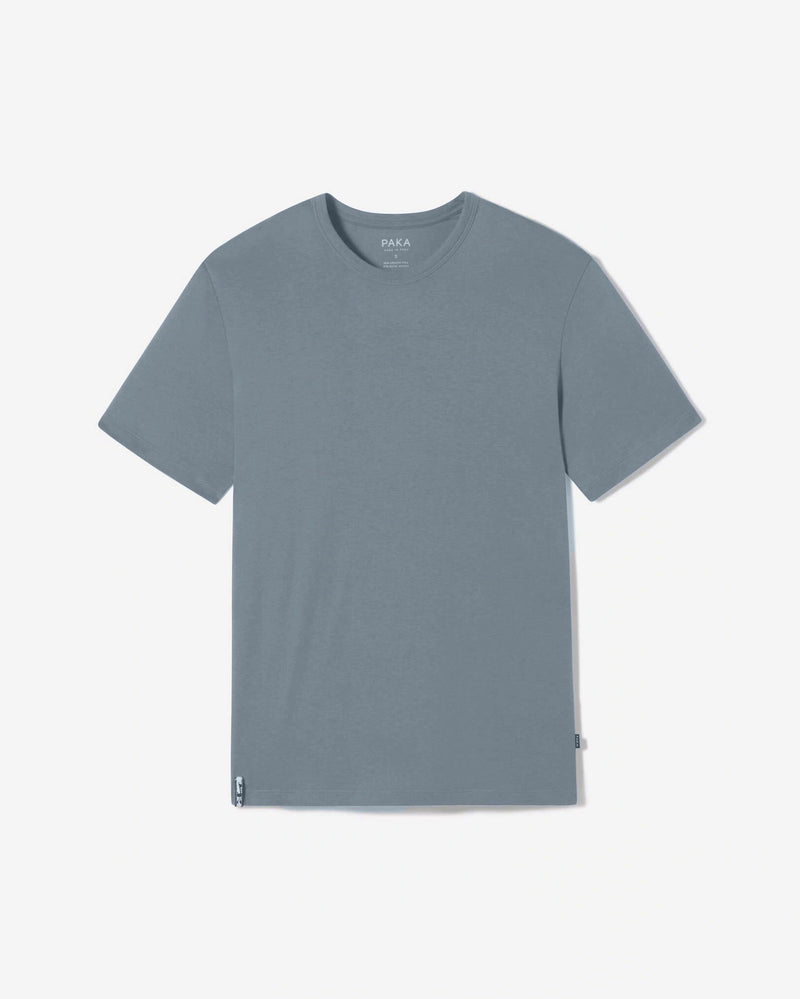 Steel / Light Blue Men's Alpaca Blend T-Shirt for Outdoors, Hiking and Casual - PAKA Apparel