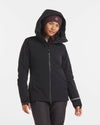 Model Wearing Apu Women's Black Parka Winter Ski Jacket with Sustainable PAKAFILL® Alpaca Insulation – PAKA Apparel