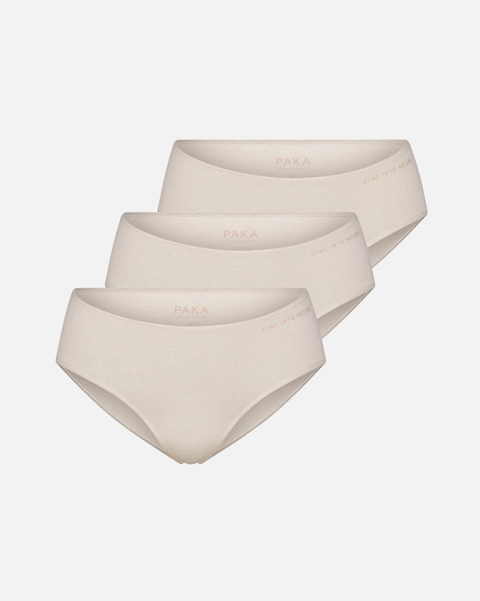 3 Pack of Birch / Off White Women’s Sustainable Alpaca Wool Underwear – PAKA Apparel