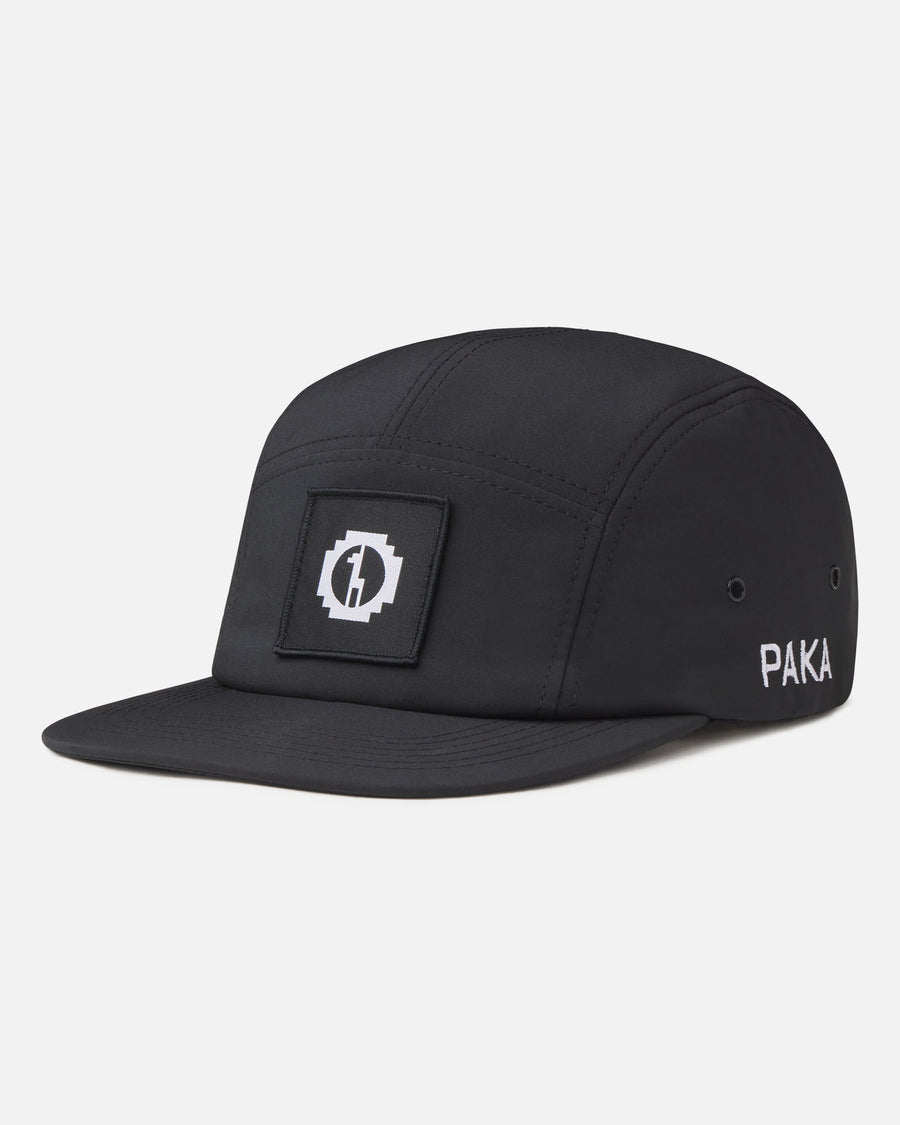 Black 5-Panel Hat / Cap with PAKA Logo on Front and PAKA Text on Side – PAKA Apparel