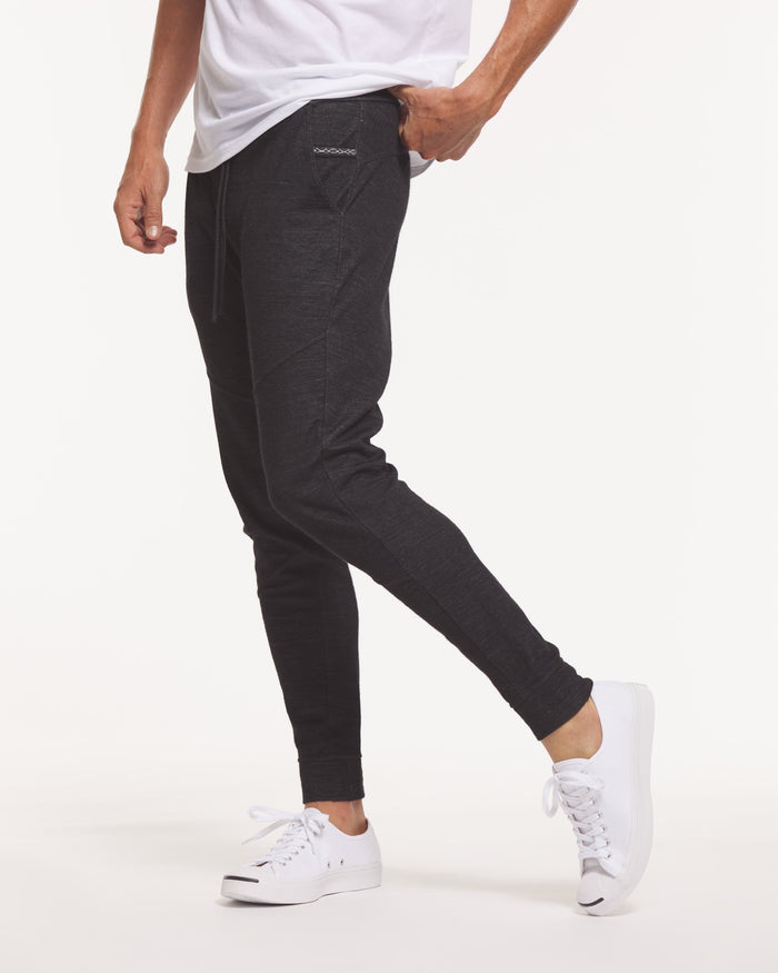 men's black breathe joggers on model