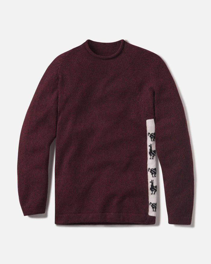 The Cusco Burgundy / Dark Red Peruvian Alpaca Sweater with Inca Alpaca Design on Side – PAKA Apparel