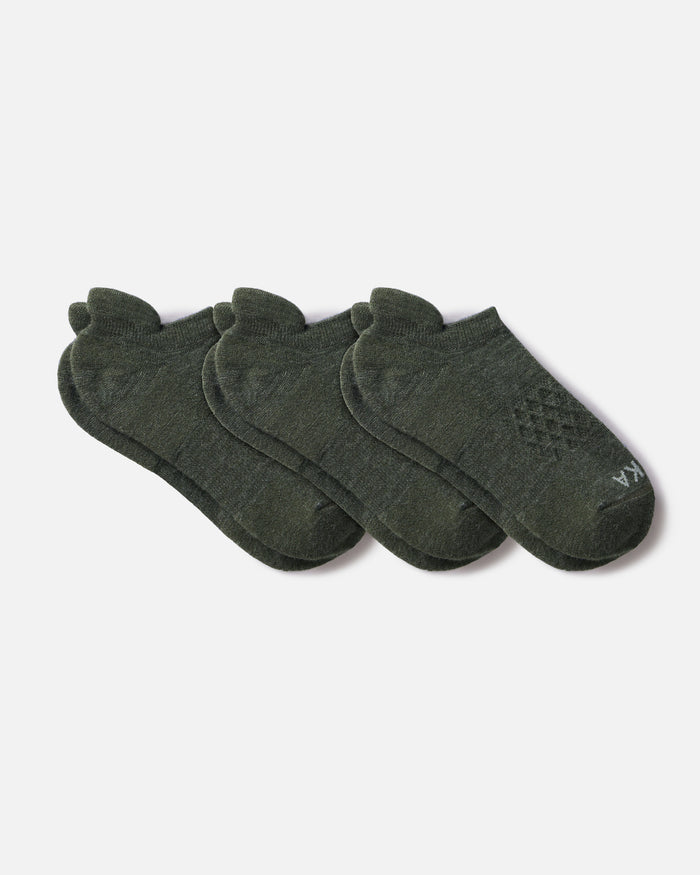 Andean Moss / Dark Green 3 Pack of Sustainable Alpaca Wool Ankle Socks – PAKA Apparel