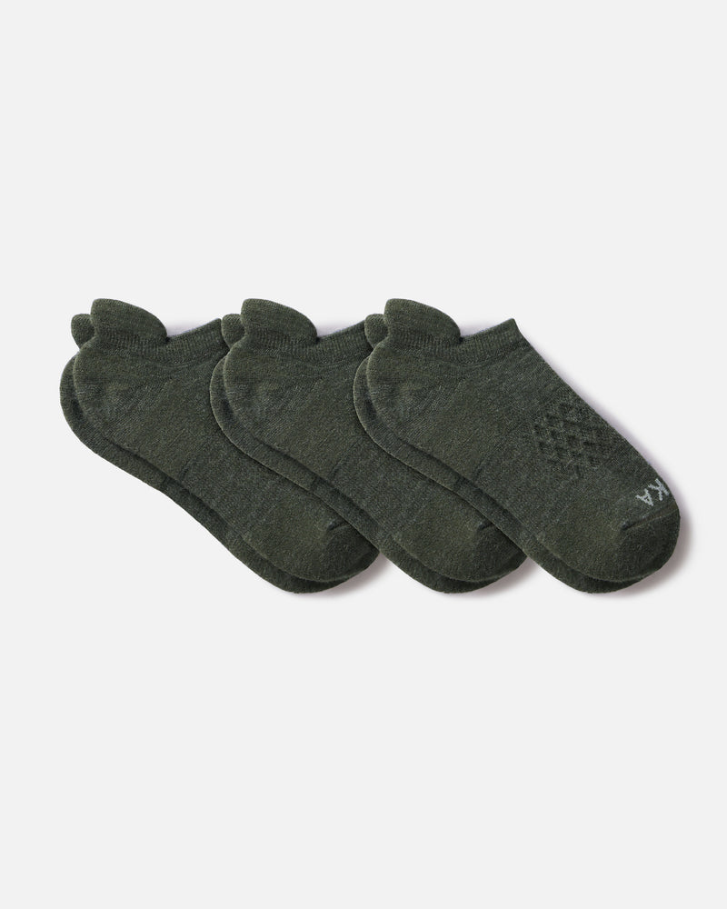 3 pairs of green color alpaca wool ankle socks