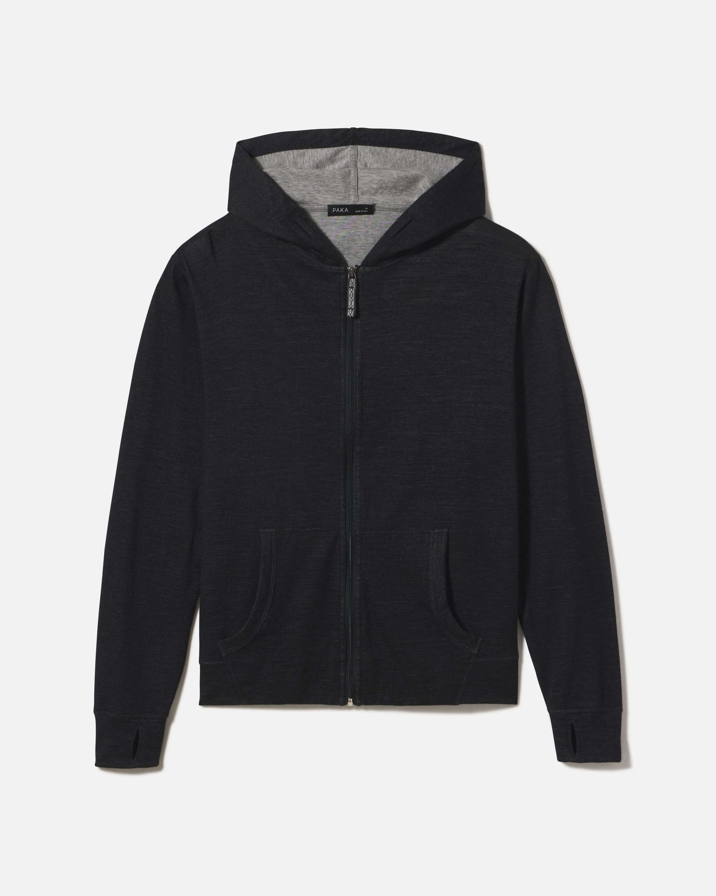 Fleece Lined Hoodie Mens - Black Full Zip Hoodie - Organic Clothes
