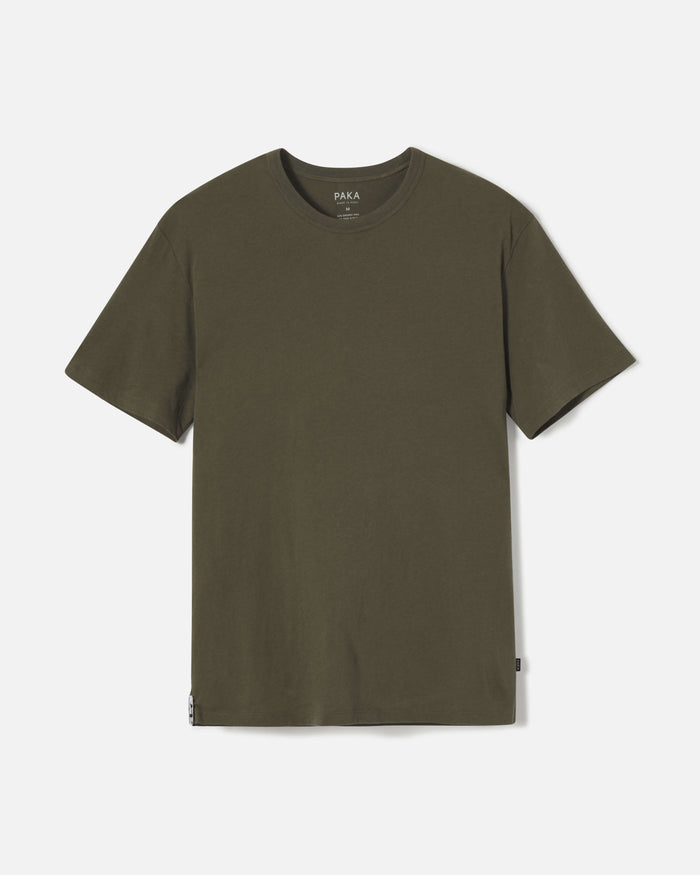 Andean Moss / Dark Green Men’s Ethical Alpaca Wool T-Shirt - PAKA Apparel