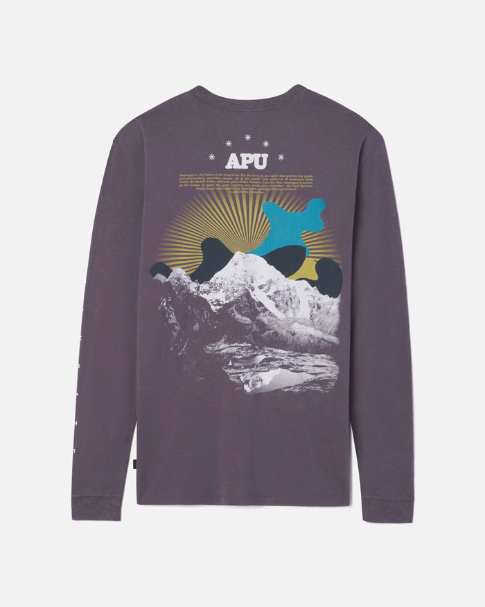 Long sleeve purple Ausangate tee flat lay back