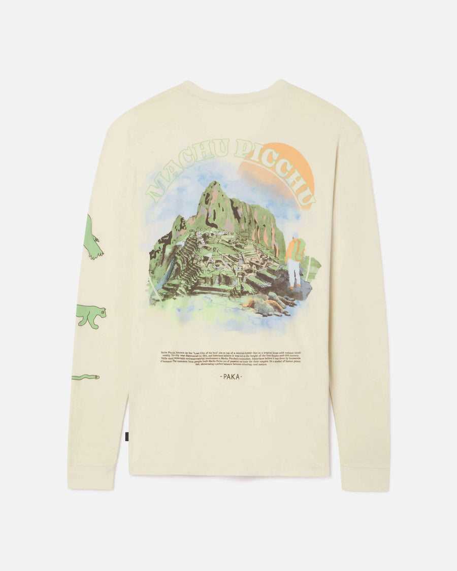 Long sleeve off white machu picchu tee flat lay back