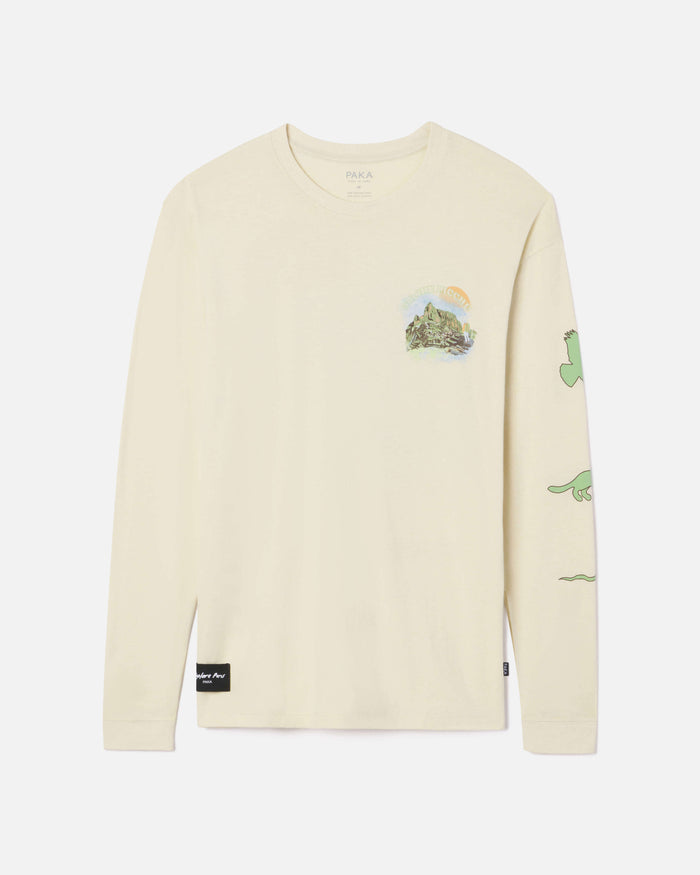 Off White Explore Peru Machu Picchu Graphic Long Sleeve Alpaca Shirt – Paka Apparel