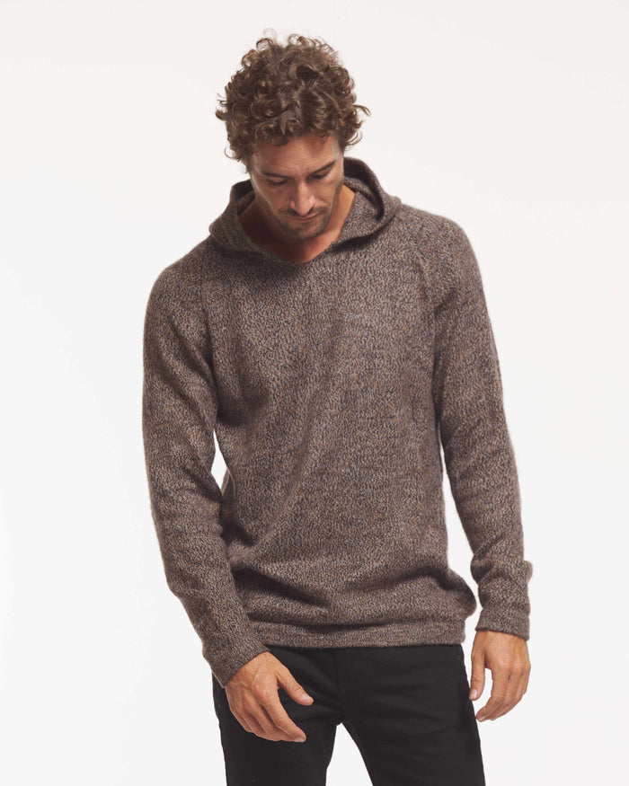 Alpaca hoodie sweater on male model