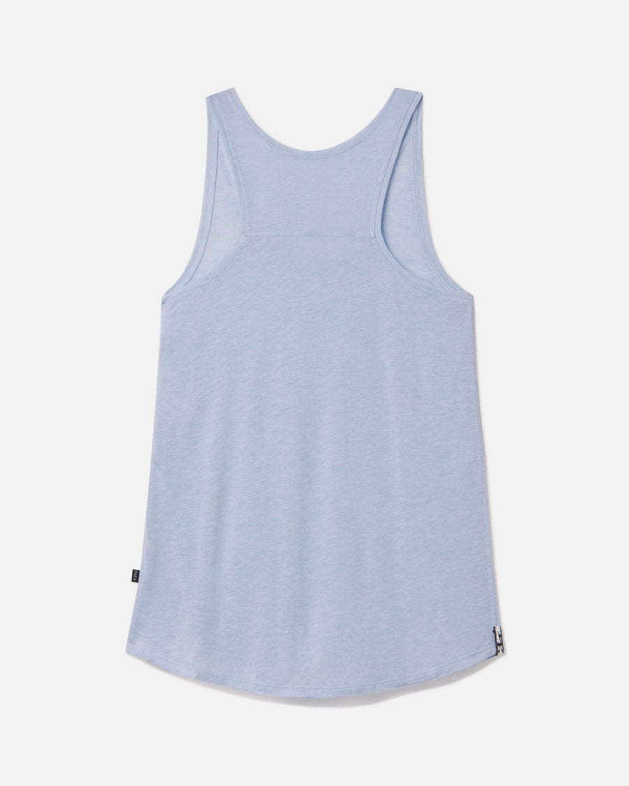 Women's light blue alpaca tank flat lay back 