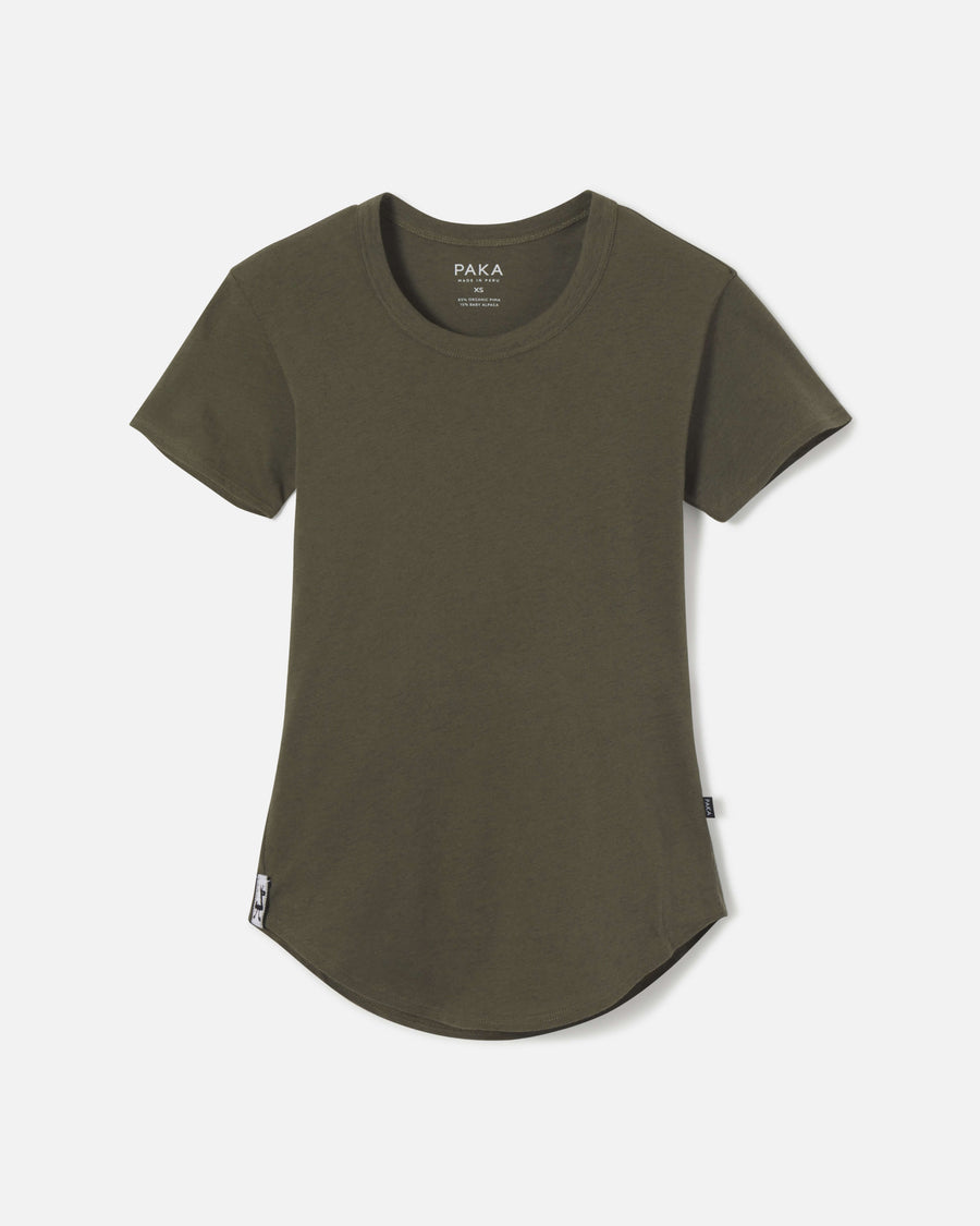 Andean Moss / Green Women's Ethical Alpaca Wool T-Shirt - PAKA Apparel