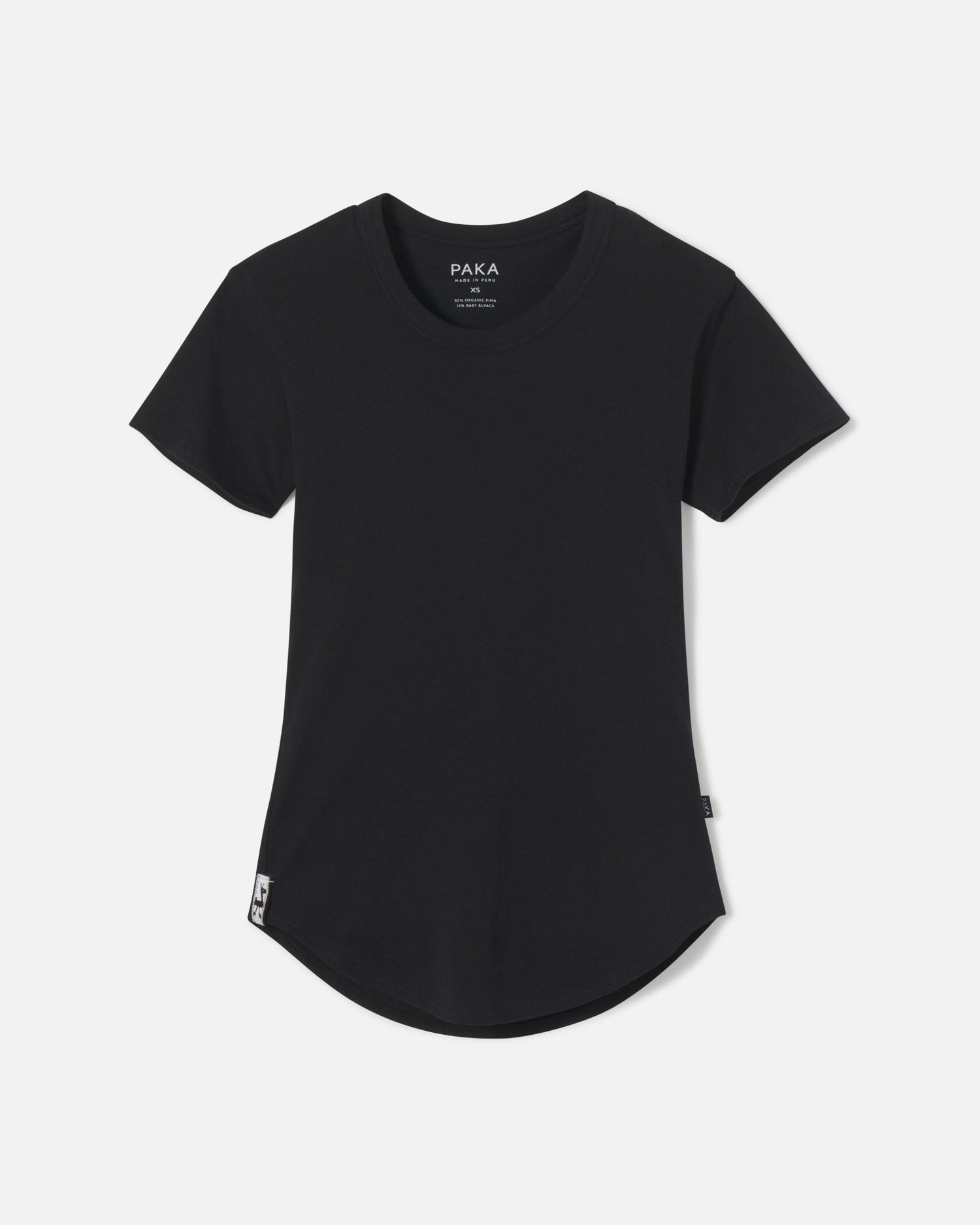 Women's Lightweight Alpaca Wool T-Shirt in Luna / Black - PAKA Apparel