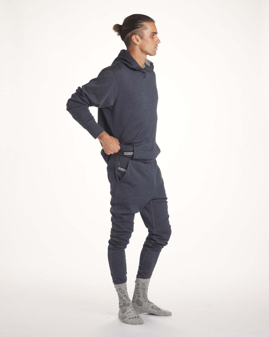 men's blue breathe joggers on model