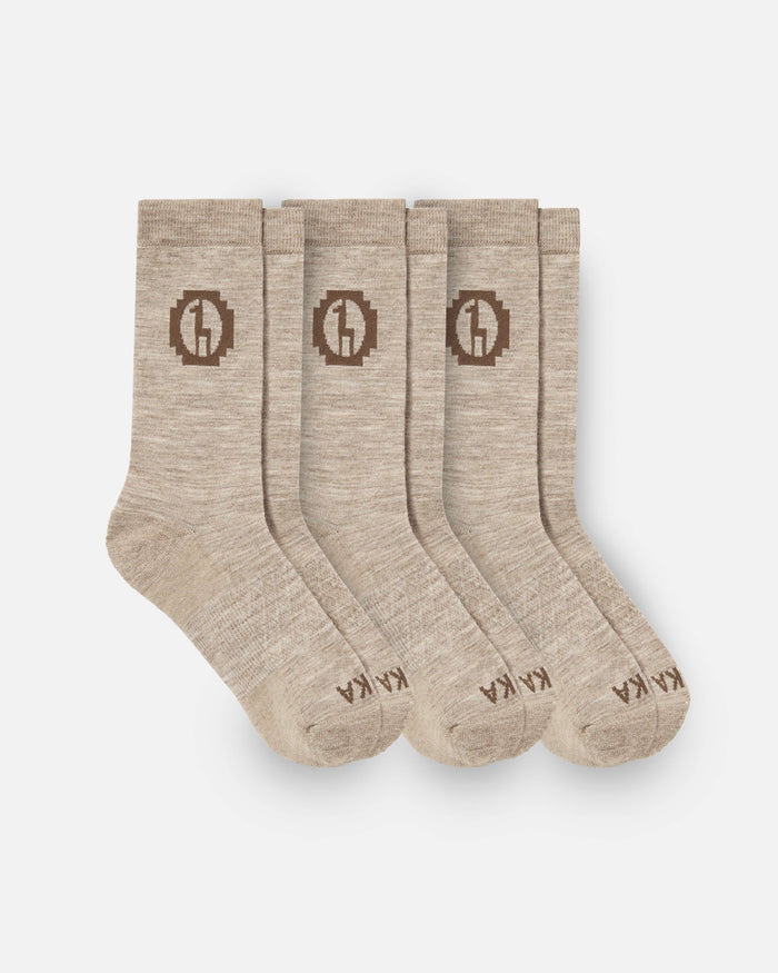 3-Pack of Timber / Tan Natural Fiber Alpaca Wool Socks - PAKA Apparel